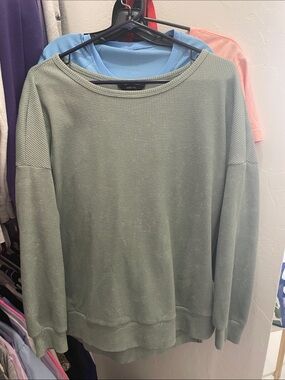 Waffle-Knit Crewneck Sweater in Sage Green - Soft Everyday Layer